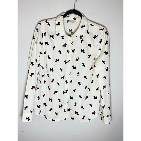 Talbots All Over Scottie Dog Print Button Down Shirt Womens Size M - Picture 3 of 6